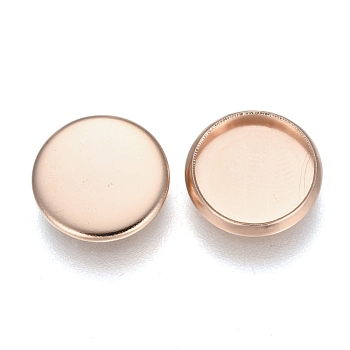 304 Stainless Steel Plain Edge Bezel Cups, Cabochon Settings, Flat Round, Rose Gold, Tray: 10mm, 11.5x1.8mm