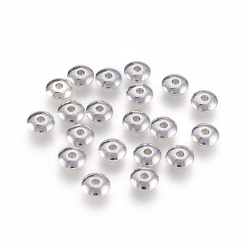 Tibetan Style Spacer Beads, Lead Free & Cadmium Free, Flat Round, Platinum, 6x2mm, Hole: 1.5mm