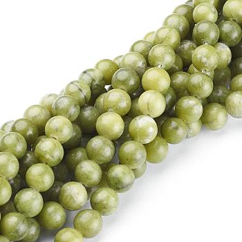 Natural Gemstone Beads, Taiwan Jade, Natural Energy Stone Healing Power for Jewelry Making, Round, Olive Drab, 8mm, Hole: 1.5mm, about 46~48pcs/strand, 15~16 inch
