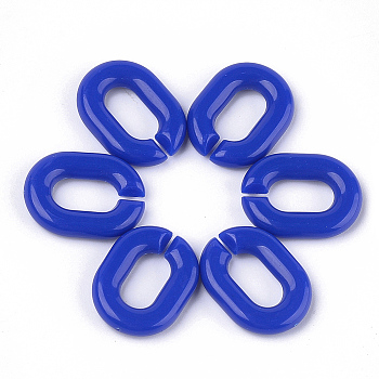 Acrylic Linking Rings, Quick Link Connectors, For Jewelry Chains Making, Oval, Blue, 19x14x4.5mm, Hole: 11x5.5mm