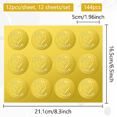 12 лист самоклеящихся наклеек с тиснением золотой фольги(DIY-WH0451-031)-2
