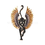 Alloy Enamel Brooches, Lapel Pins for Clothes, Bastet, Golden, 60.5x38mm(AL-CBABC7F-05G)