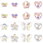 16Pcs 8 Styles UV Plating Plastic Imitation Pearl Beads, Iridescent, Mixed Shapes, Mixed Shapes, 7~15.5x10~17x3~7mm, Hole: 1~2mm, 2pcs/style(KY-FS0001-47)
