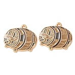 Alloy Enamel Pendants, Barrel Charms, Golden, BurlyWood, 23x25x3mm, Hole: 1.7mm(AL-CBA1DE9-03G)