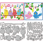 Musical Theme Carbon Steel Cutting Dies Stencils, for DIY Scrapbooking, Photo Album, Decorative Embossing Paper Card, Bird, 103~105x95~149x0.8mm, 2pcs/set(DIY-WH0309-3602)