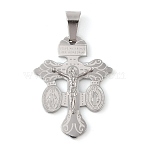 Non-Tarnish 304 Stainless Steel Pendants, Crucifix Cross Charm, Stainless Steel Color, 27x20x3mm, Hole: 7x5mm(STAS-C103-02P-01)