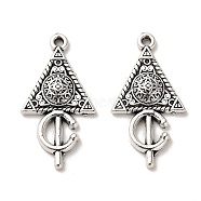 Tibetan Style Alloy Pendants, Cadmium Free & Lead Free, Triangle, Antique Silver, 25x13x3mm, Hole: 1.2mm, about 847pcs/1000g(FIND-C043-066B-AS)