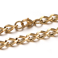 304 Stainless Steel Curb Chain Necklaces, with Lobster Claw Clasps, Faceted, Golden, 23.4 inch(59.4cm), 6mm(NJEW-M150-01G)