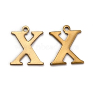 304 Stainless Steel Alphabet Charms, Antique Bronze, Letter.X, 12x10x1mm, Hole: 1mm(STAS-H122-X-AB)