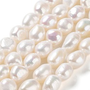 Natural Cultured Freshwater Pearl Beads Strands, Two Side Polished, Grade 5A, Seashell Color, 9~10x8~9x7~8mm, Hole: 0.6mm, about 36~37pcs/strand, 13.78''(35~36cm)(PEAR-Z002-09)