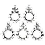 Tibetan Style Alloy Pendants, For Easter, Crucifix Cross with Ring, Cadmium Free & Lead Free, Antique Silver, 46x32x4mm, Hole: 2mm(X-TIBEP-4331-AS-RS)