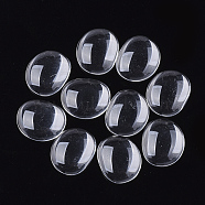 Transparent Glass Cabochons, Oval, Clear, 14x12x3.5mm(GGLA-Q082-01)