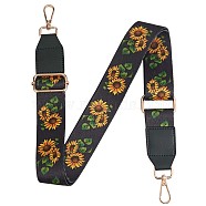 Wide Polyester Purse Straps, Replacement Adjustable Shoulder Straps, Retro Removable Bag Belt, with Swivel Clasp, for Handbag Crossbody Bags Canvas Bag, Sunflower Pattern, 79~12.9x3.8cm(JX142A)