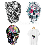 CREATCABIN 3 Sheets 3 Styles Pet Film with Hot Melt Adhesive Heat Transfer Film, for Garment Accessories, Skull Pattern, Skull Pattern, 1 sheet/style(DIY-CN0001-33)
