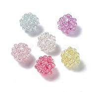 Handmade Transparent Plastic Woven Beads, Round, Mixed Color, 22mm, Hole: 5mm(KY-P015-05)