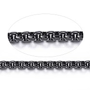 3.28 Feet 304 Stainless Steel Venetian Chains, Box Chains, Unwelded, Square, Electrophoresis Black, 2x2x1mm(X-CHS-H007-02B)