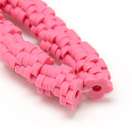 Polymer Clay Bead Strands, Flower, Hot Pink, 4~6x4~6x1~1.5mm, Hole: 2mm, about 313~350pcs/strand, 15.35 inch~16.14 inch(CLAY-T001-A11)