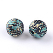 Antique Style Acrylic Beads, Round, Antique Bronze, 9~10mm, Hole: 1.5mm(X-OACR-S013-2586A)