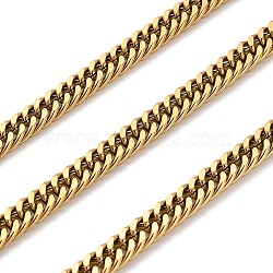 316 Surgical Stainless Steel Cuban Link Chains, Unwelded, with Spool, Ion Plating(IP), Golden, 8x5.5x1mm(CHS-B010-01D-G)