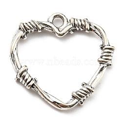 Plated Alloy Pendants, Thorn Love, Antique Silver, 23.5x24.5x3mm, Hole: 2mm(PALLOY-D020-01AS)