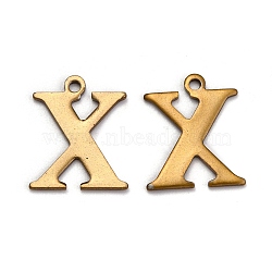 304 Stainless Steel Alphabet Charms, Antique Bronze, Letter.X, 12x10x1mm, Hole: 1mm(STAS-H122-X-AB)