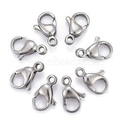 304 Stainless Steel Lobster Claw Clasps, Parrot Trigger Clasps, Manual Polishing, Stainless Steel Color, 12x7.5x3.5mm, Hole: 1.4mm(STAS-AB12)