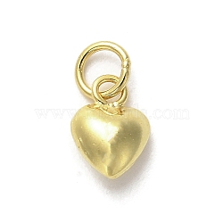 925 Sterling Silver Pendants, Puffed Heart Charms with Jump Rings, Golden, 7x5x3mm, Hole: 2mm(STER-P057-07A-G)