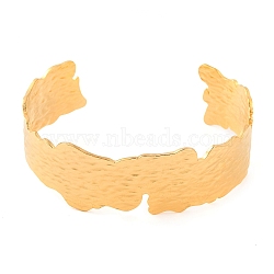 304 Stainless Steel Open Cuff Bangles for Women, Real 18K Gold Plated, Textured Nuggets, Inner Diameter: 2-1/2 inch(6.2cm), 21mm(BJEW-G711-01A-G)