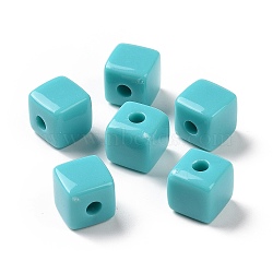 Opaque Acrylic Beads, Cube, Dark Turquoise, 12.2x12.2x12.2mm, Hole: 3.7mm, about 288pcs/500g(OACR-E015-02H)