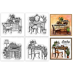 4Pcs 4 Styles PVC Stamp, for DIY Scrapbooking, Desk, 55x55mm, 1pc/style(DIY-WH0487-0082)