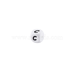 Cube with Letter Pattern Silicone Beads, Letter C, 12x12x12mm(FIND-SZC0014-316)