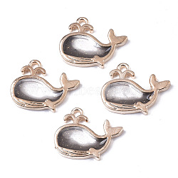 Alloy Resin Pendants, with Glitter Powder, Dolphin, Lead Free, Golden, Gray, 15x19x2.5mm, Hole: 1.6mm(RESI-R430-06A-LF)