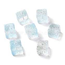 Transparent Glass Beads, Cube, Light Sky Blue, 10x11x11mm, Hole: 1.5mm(GLAA-A012-04B)