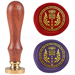 Wax Seal Stamp Set, Sealing Wax Stamp Solid Brass Head,  Wood Handle Retro Brass Stamp Kit Removable, for Envelopes Invitations, Gift Card, Flower, 83x22mm, Stamps: 25x14.5mm(AJEW-WH0208-1186)