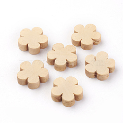 Unfinished Wood Beads, Natural Wooden Beads, Flower, Navajo White, 19.5x20.5x5.5mm, Hole: 1.5mm(X-WOOD-S037-070)