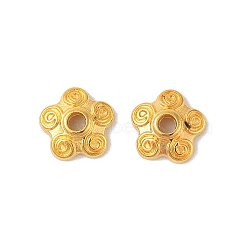 Tibetan Style Alloy Bead Caps, Flower, 5-Petal, Golden, Lead Free & Cadmium Free, 10x3mm, Hole: 2mm(TIBEB-EA478Y-G-LF)