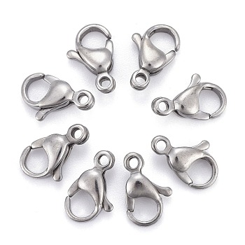 304 Stainless Steel Lobster Claw Clasps, Parrot Trigger Clasps, Manual Polishing, Stainless Steel Color, 12x7.5x3.5mm, Hole: 1.4mm