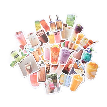 Colorful Bubble Tea Pearl Milk Fruit Tea Stickers, Vinyl Waterproof Decals, for Water Bottles Laptop Phone Skateboard Decoration, Drink Pattern, 3.3x2.5x0.02cm, 90pcs/bag