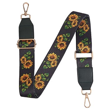 Wide Polyester Purse Straps, Replacement Adjustable Shoulder Straps, Retro Removable Bag Belt, with Swivel Clasp, for Handbag Crossbody Bags Canvas Bag, Sunflower Pattern, 79~12.9x3.8cm