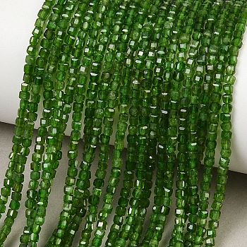 Natural Green Diopside Beads Strands, Faceted Table Cut Cube, Grade AA, 2~2.5x2~2.5x2mm, Hole: 0.5mm, about 188pcs/strand, 15.67''(39.8cm)