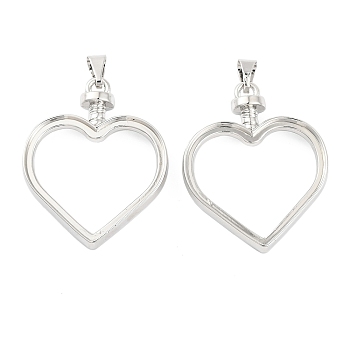 Alloy Pendants, Hollow Heart, Platinum, 40x32x8mm, Hole: 4x8mm