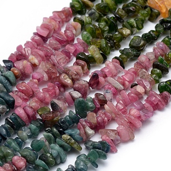 Natural Tourmaline Beads Strands, Chip, 5~7mm, Hole: 0.8mm, about 15~16 inch(38~40.6cm)