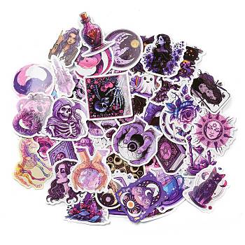 50 Sheets Paper Gothic Graffiti Stickers, Skull Stickers, Dark Orchid, 39.5x24x0.2mm, 50 sheets/bag