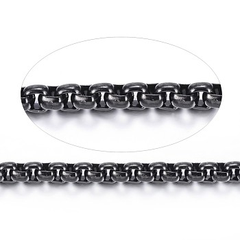 3.28 Feet 304 Stainless Steel Venetian Chains, Box Chains, Unwelded, Square, Electrophoresis Black, 2x2x1mm