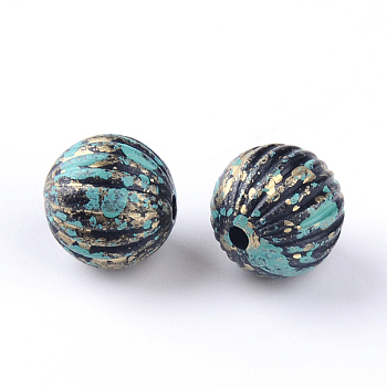 Antique Style Acrylic Beads, Round, Antique Bronze Plated, 9~10mm, Hole: 1.5mm