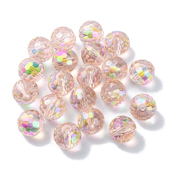 AB Color Plated Glass Beads, Faceted Round, Thistle, 10x9mm, Hole: 1.5mm