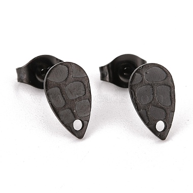 Electrophoresis Black Teardrop 304 Stainless Steel Stud Earring Findings