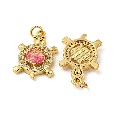 Brass Pendants Micro Pave Cubic Zirconia with Synthetic Opal(KK-K356-07G)-2