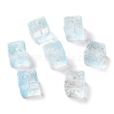 Light Sky Blue Cube Glass Beads