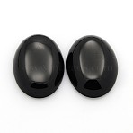 Natural Gemstone Cabochons, Oval, Dyed & Heated Black Agate, 25x18x5~7mm(G-P023-12)